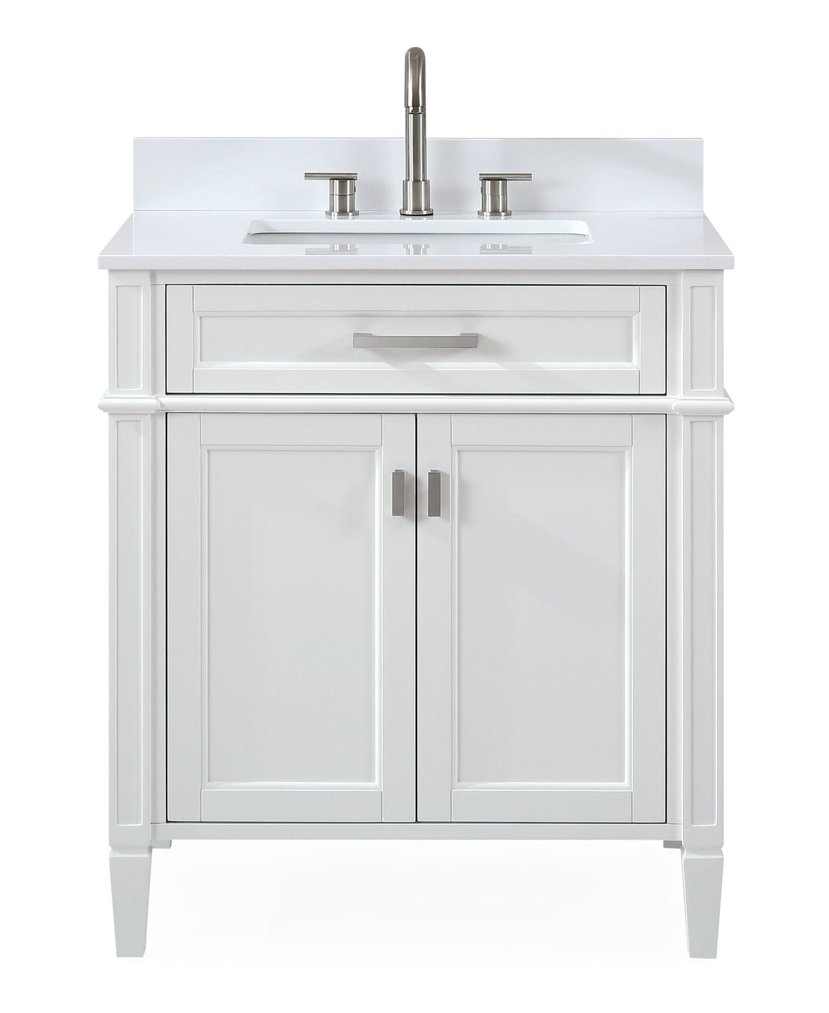 30 Inch Durand Modern White Bathroom Sink Vanity with Stone Counter Top