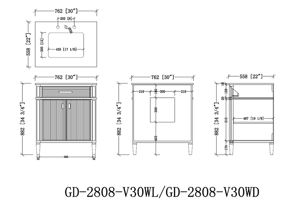 30 Inch Durand Modern White Bathroom Sink Vanity with Stone Counter Top