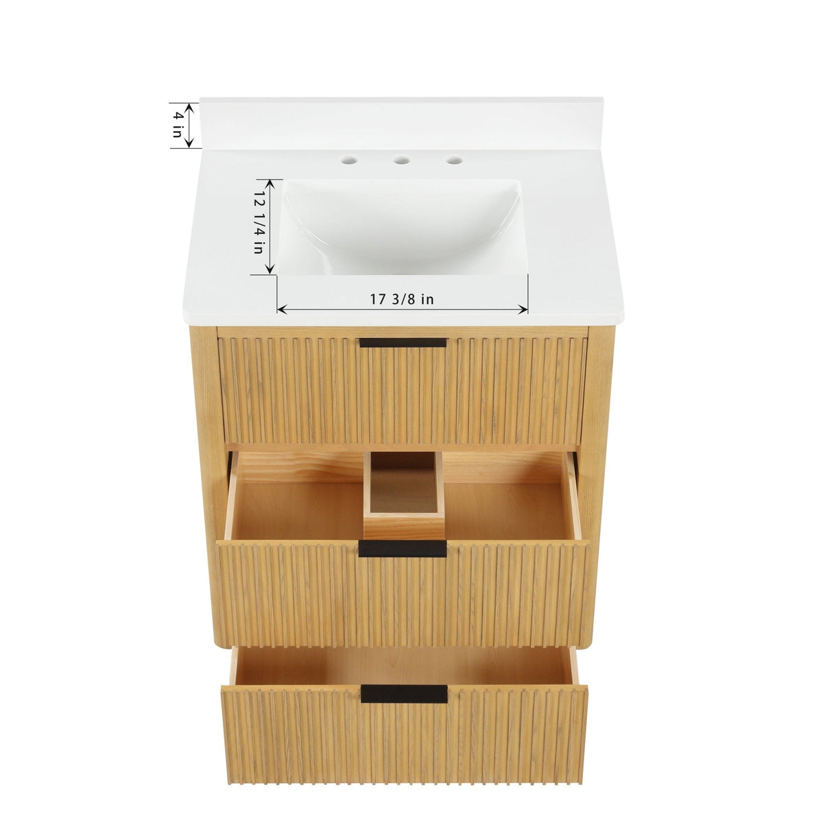 30 Inch Modern Golden Oak Coris Single Sink Bathroom Vanity With White Quartz Top