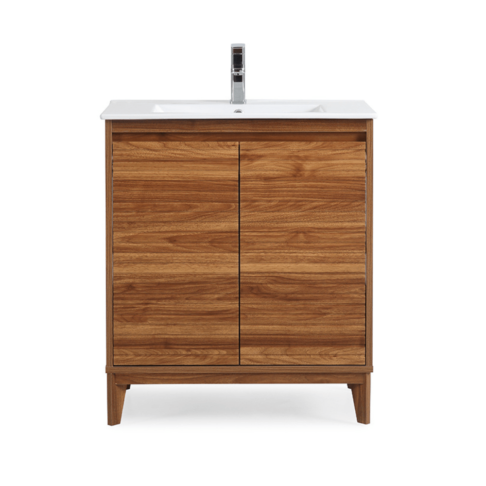 30 inch Modern Style Natural Walnut Finish Zano Bathroom Sink Vanity With Intergated Sink Top