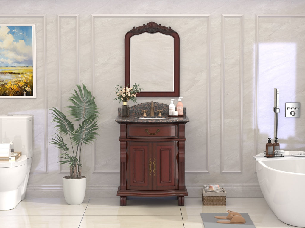 30 Inch Traditional Style Solid Wood Hopkinton Single Sink Bathroom Vanity With Stone top