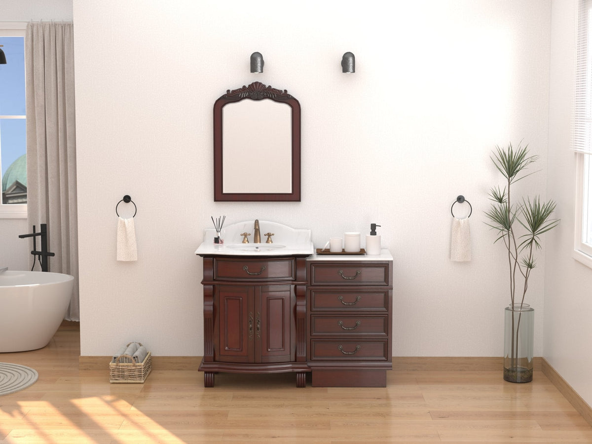30 Inch Traditional Style Solid Wood Hopkinton Single Sink Bathroom Vanity With Stone top