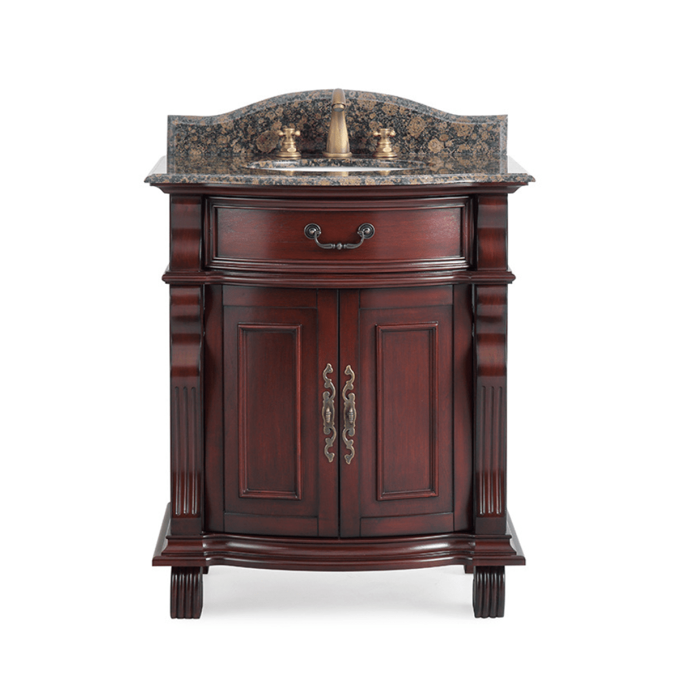 30 Inch Traditional Style Solid Wood Hopkinton Single Sink Bathroom Vanity With Stone top