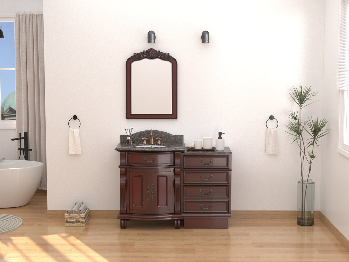 30 Inch Traditional Style Solid Wood Hopkinton Single Sink Bathroom Vanity With Stone top