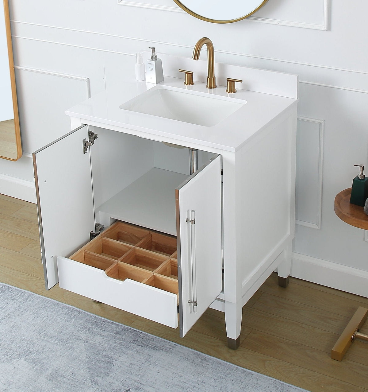 30" Tennant Brand Bertone White Modern Bathroom Sink Vanity