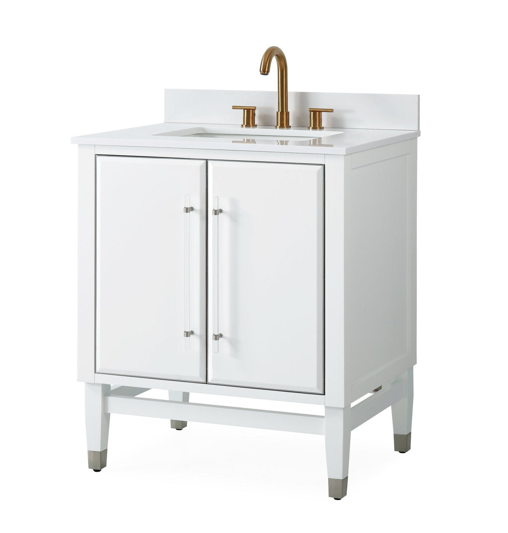 30" Tennant Brand Bertone White Modern Bathroom Sink Vanity