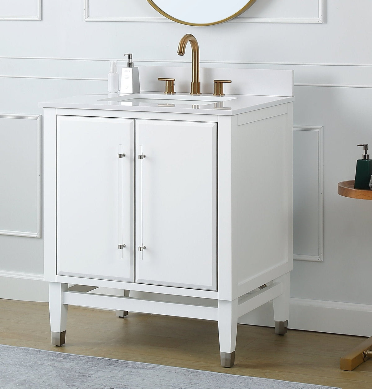 30" Tennant Brand Bertone White Modern Bathroom Sink Vanity