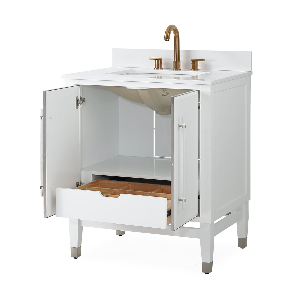 30" Tennant Brand Bertone White Modern Bathroom Sink Vanity