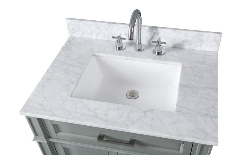 30 Inch Durand Modern Gray Bathroom Sink Vanity with Stone Counter Top