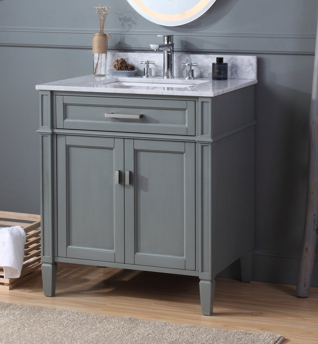 30 Inch Durand Modern Gray Bathroom Sink Vanity with Stone Counter Top