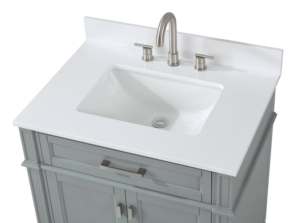 30 Inch Durand Modern Gray Bathroom Sink Vanity with Stone Counter Top