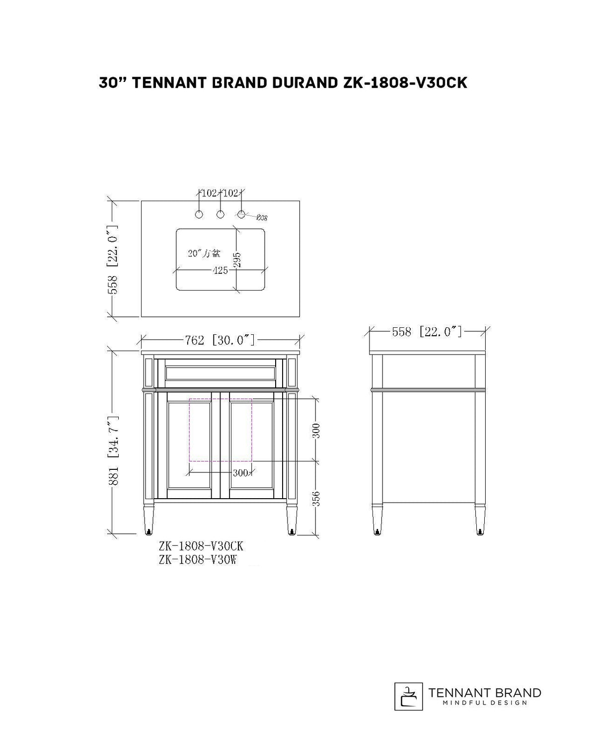 30 Inch Durand Modern Gray Bathroom Sink Vanity with Stone Counter Top