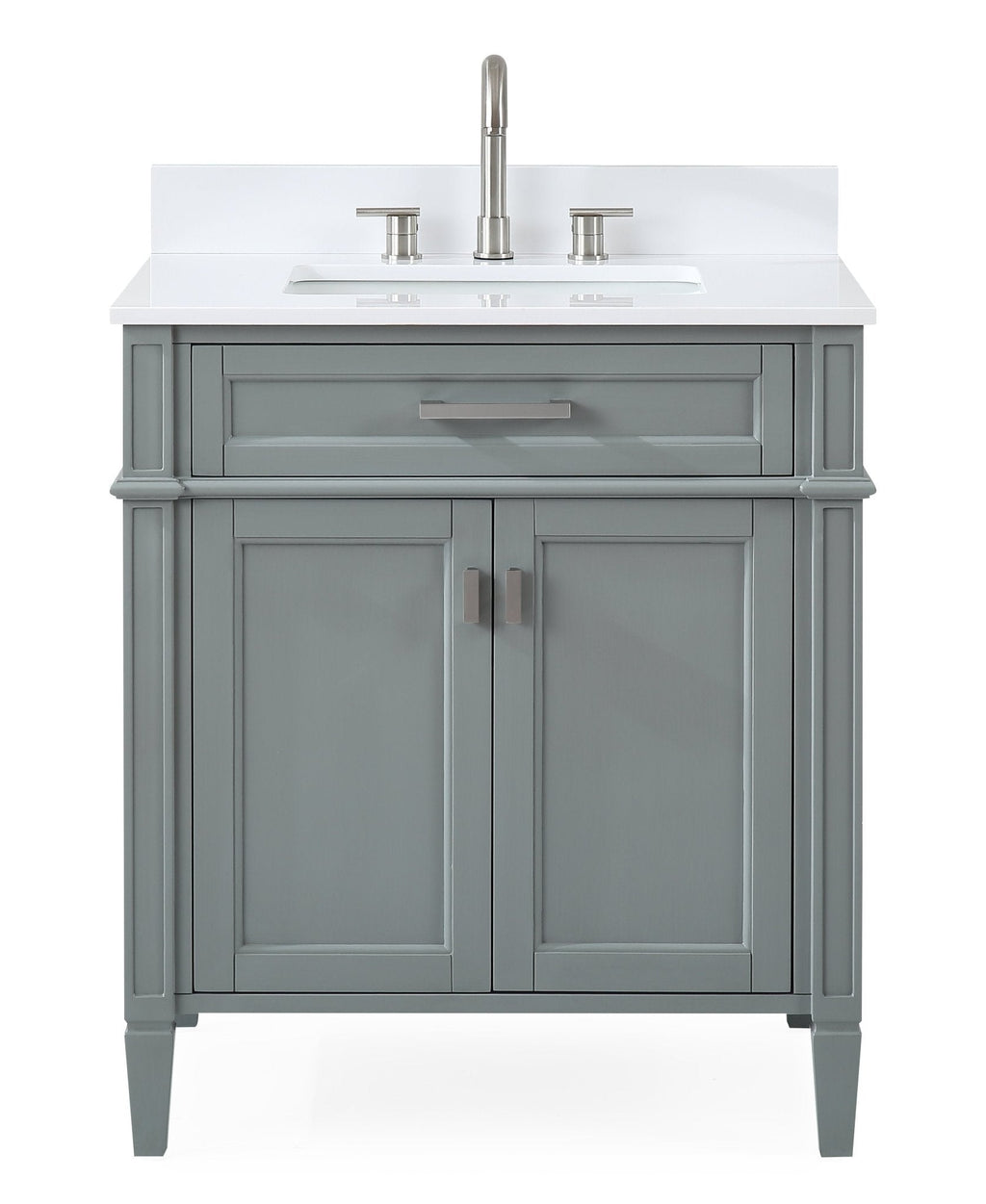 30 Inch Durand Modern Gray Bathroom Sink Vanity with Stone Counter Top