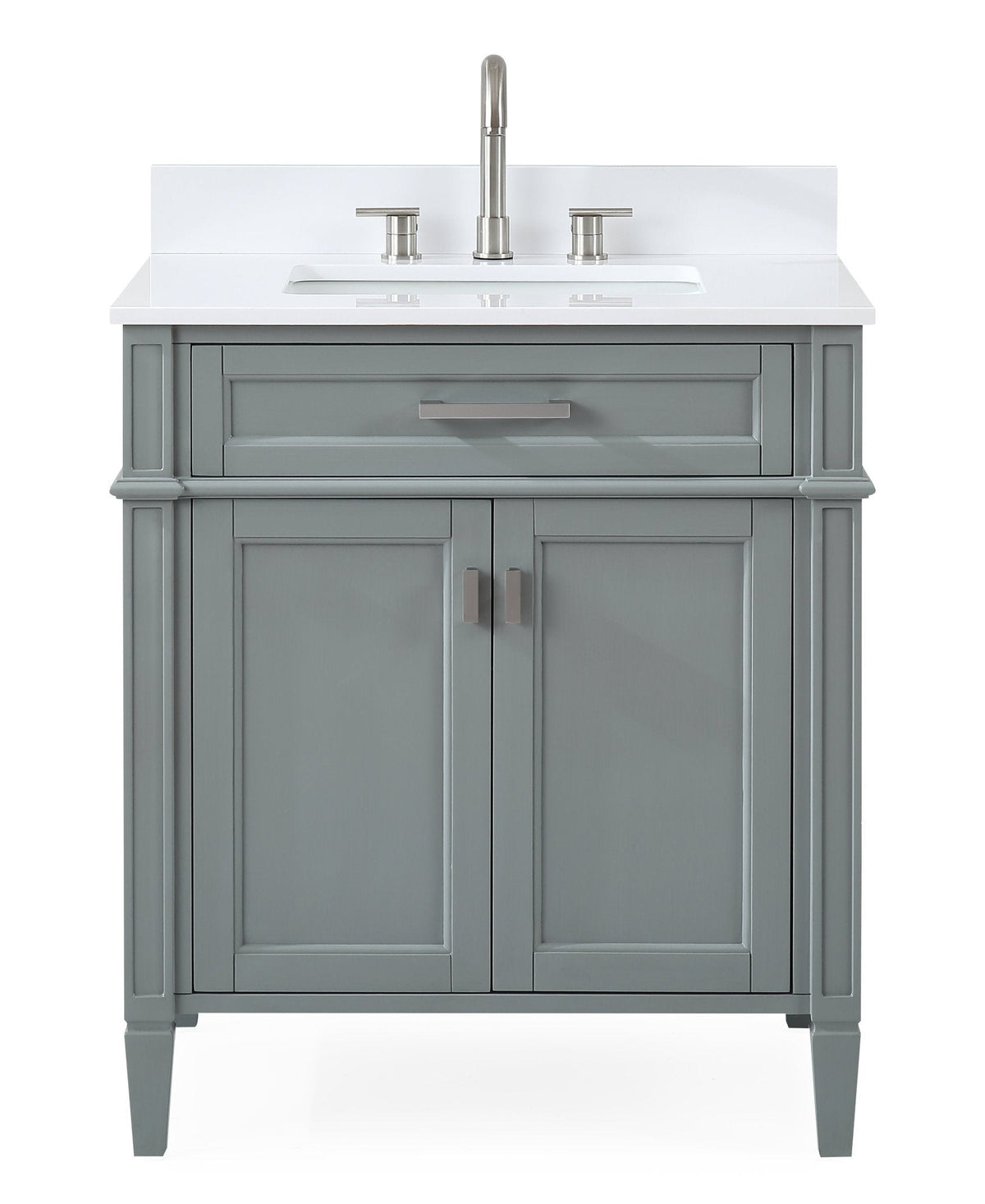 30 Inch Durand Modern Gray Bathroom Sink Vanity with Stone Counter Top