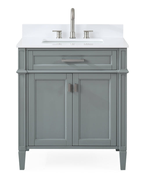 30 Inch Durand Modern Gray Bathroom Sink Vanity with Stone Counter Top
