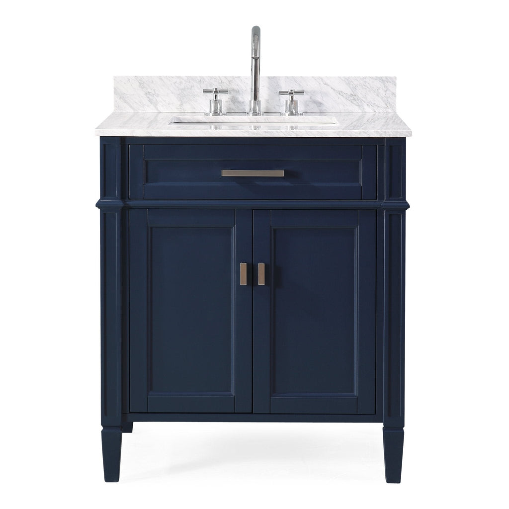 30 Inch Durand Modern Navy Blue Bathroom Sink Vanity with Stone Counter Top
