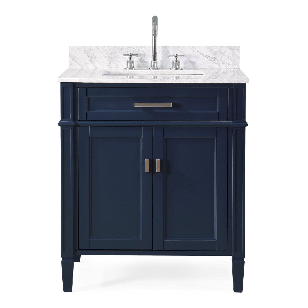 30 Inch Durand Modern Navy Blue Bathroom Sink Vanity with Stone Counter Top