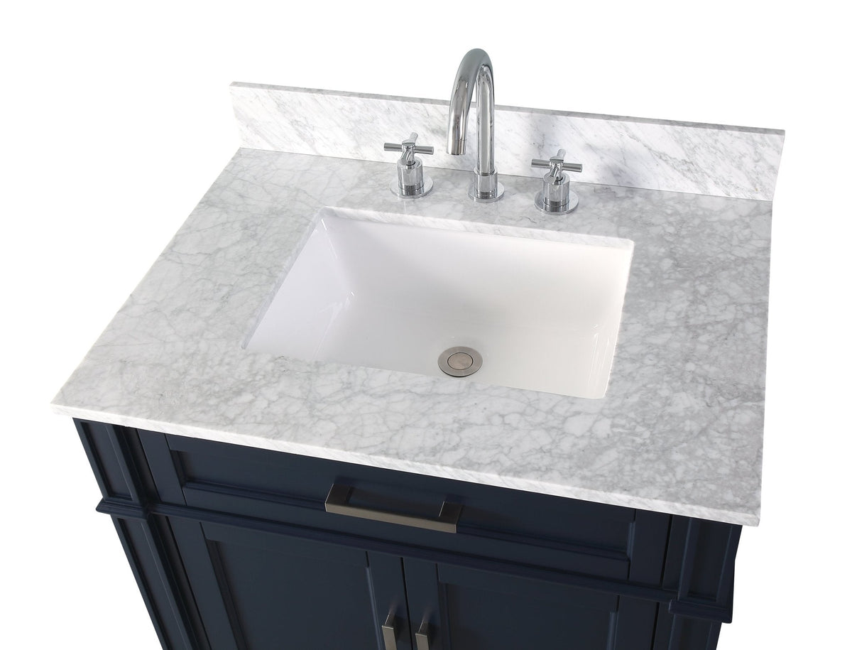 30 Inch Durand Modern Navy Blue Bathroom Sink Vanity with Stone Counter Top