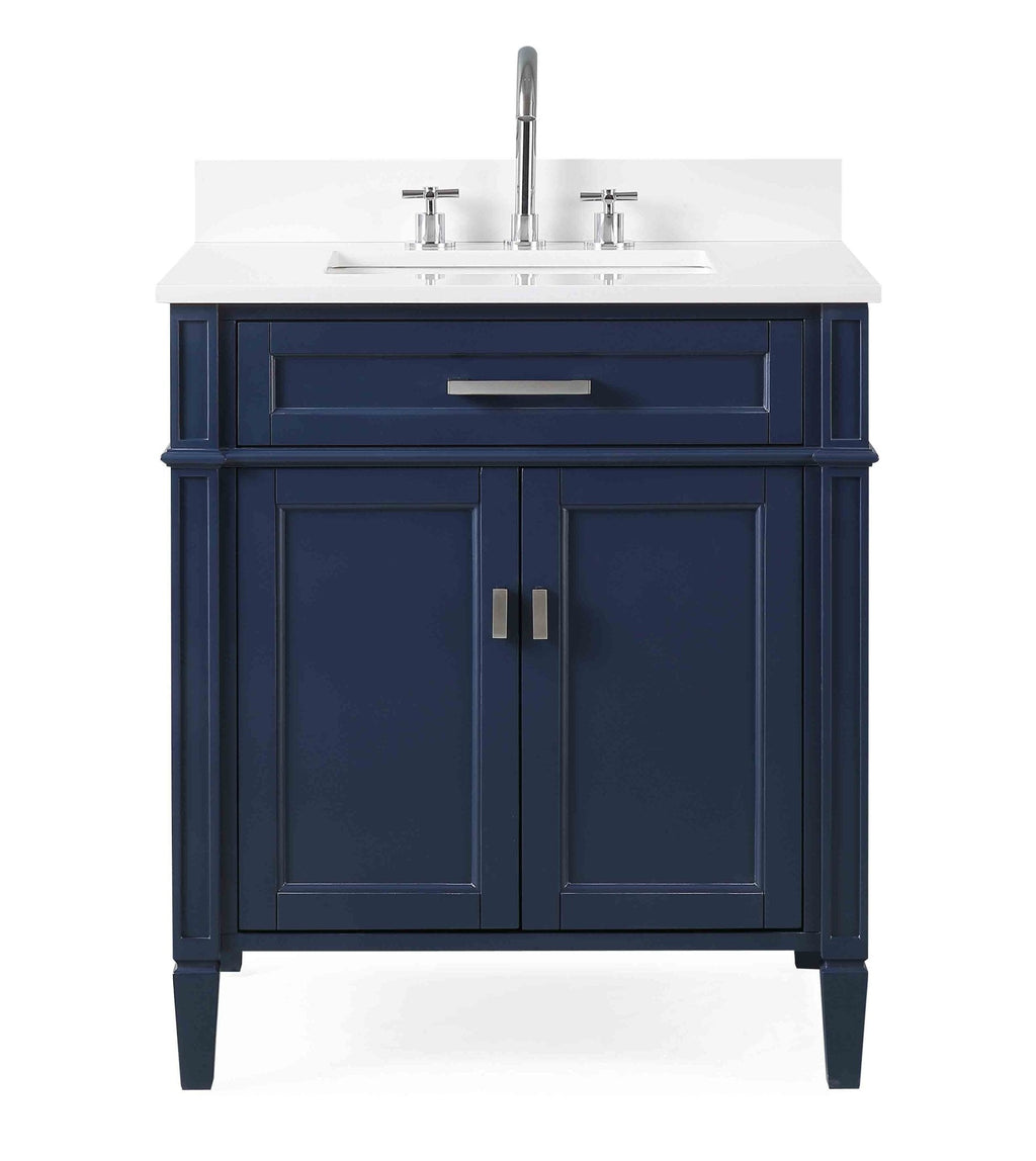 30 Inch Durand Modern Navy Blue Bathroom Sink Vanity with Stone Counter Top