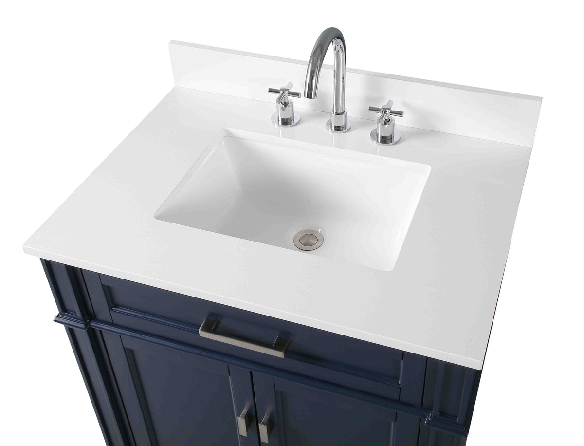 30 Inch Durand Modern Navy Blue Bathroom Sink Vanity with Stone Counter Top