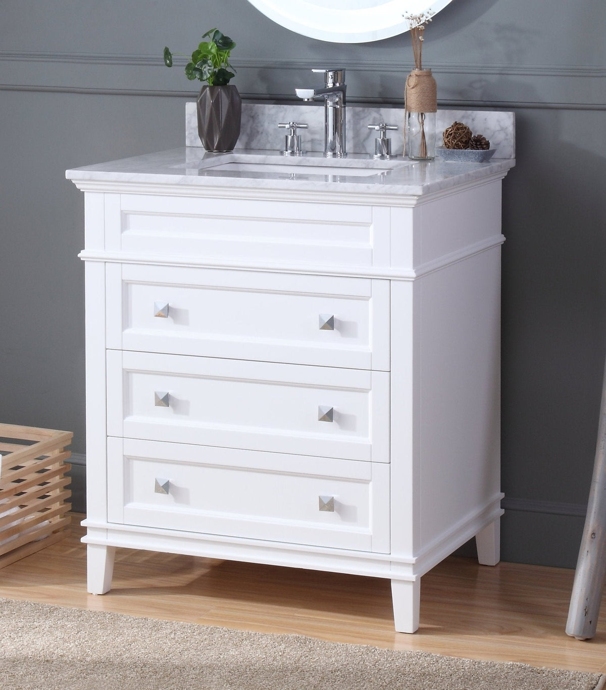 30" Tennant Brand Felix Modern Style White Bathroom Vanity