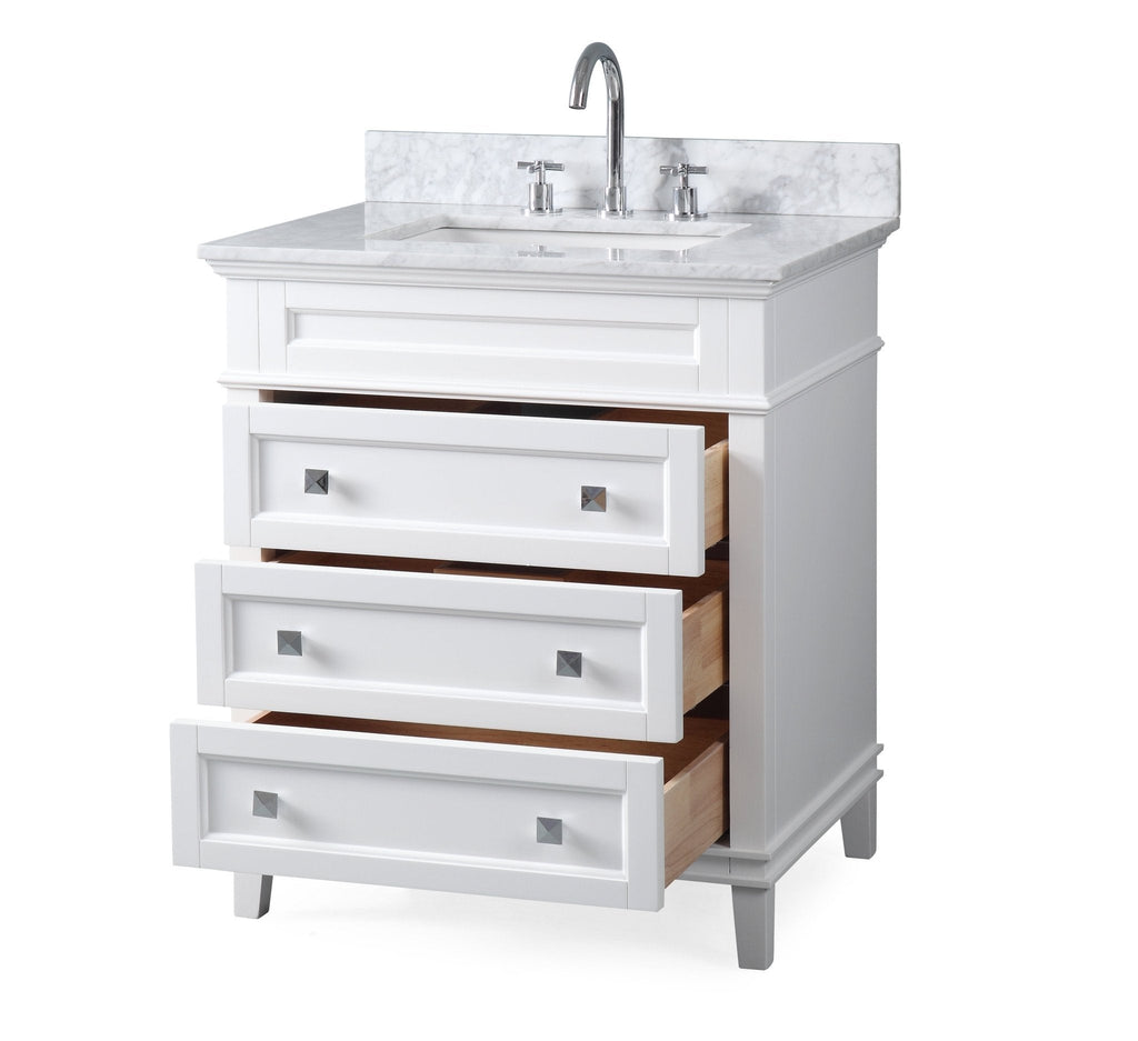 30" Tennant Brand Felix Modern Style White Bathroom Vanity