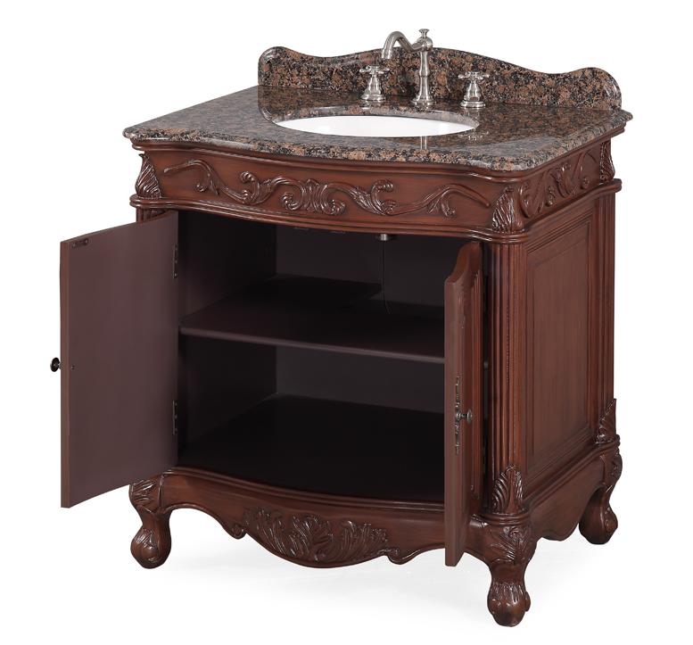 32 Inch Classic Style Medium Brown Fiesta Bathroom Sink Vanity