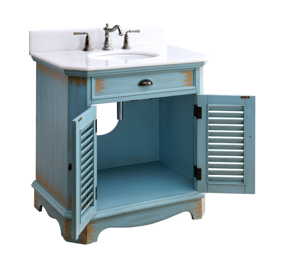 32" Benton Collection Rustic Blue Bathroom Sink Vanity