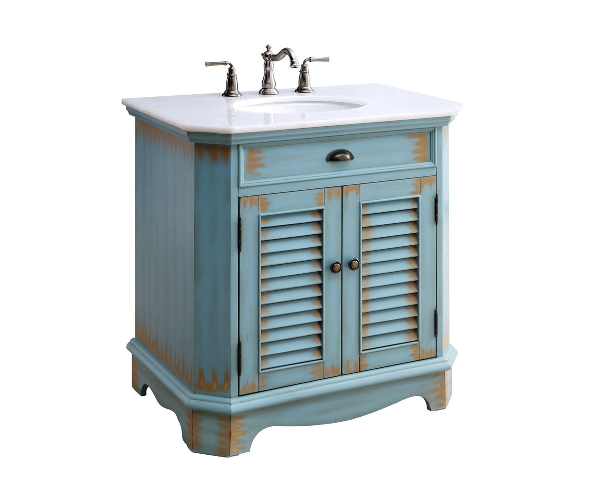 32" Benton Collection Rustic Blue Bathroom Sink Vanity