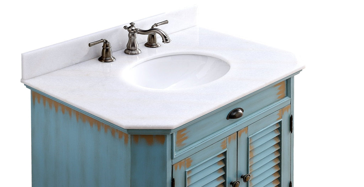32" Benton Collection Rustic Blue Bathroom Sink Vanity