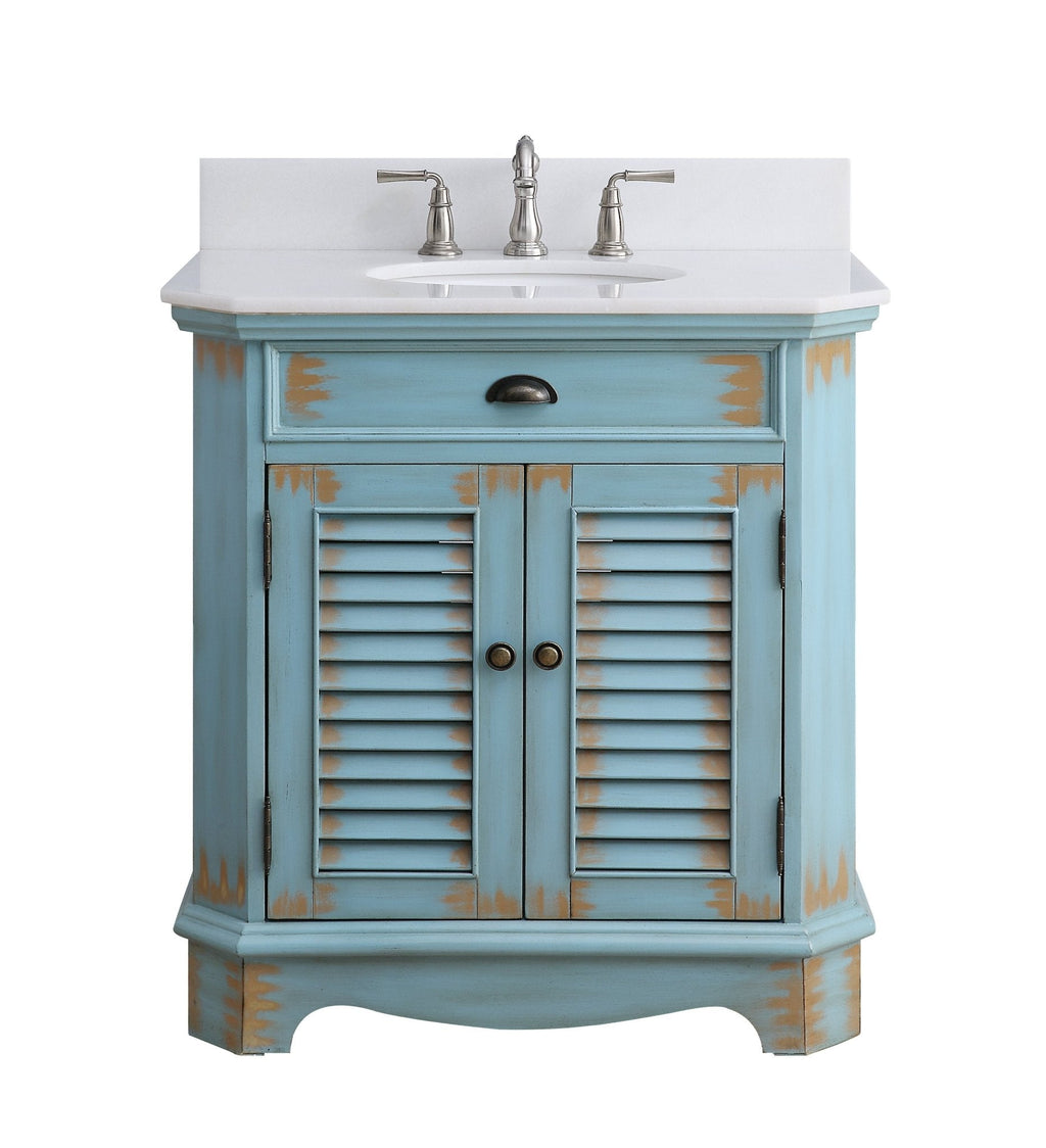 32" Benton Collection Rustic Blue Bathroom Sink Vanity