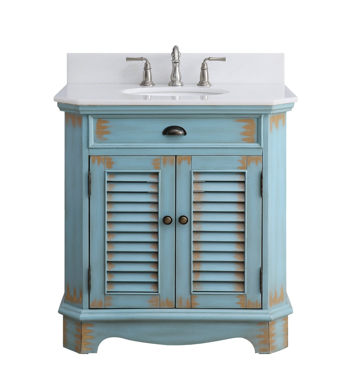 32" Benton Collection Rustic Blue Bathroom Sink Vanity