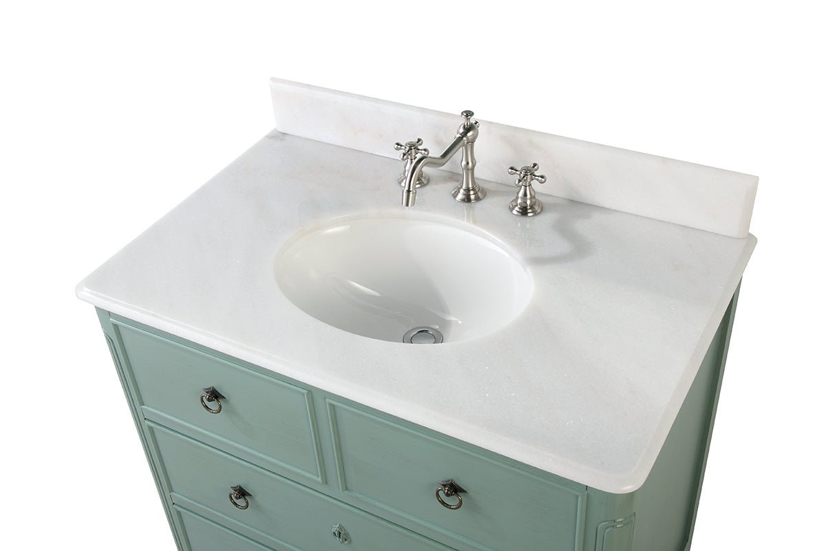 34 Inch Distressed Vintage Blue Daleville Cottage Style Bathroom Sink Vanity
