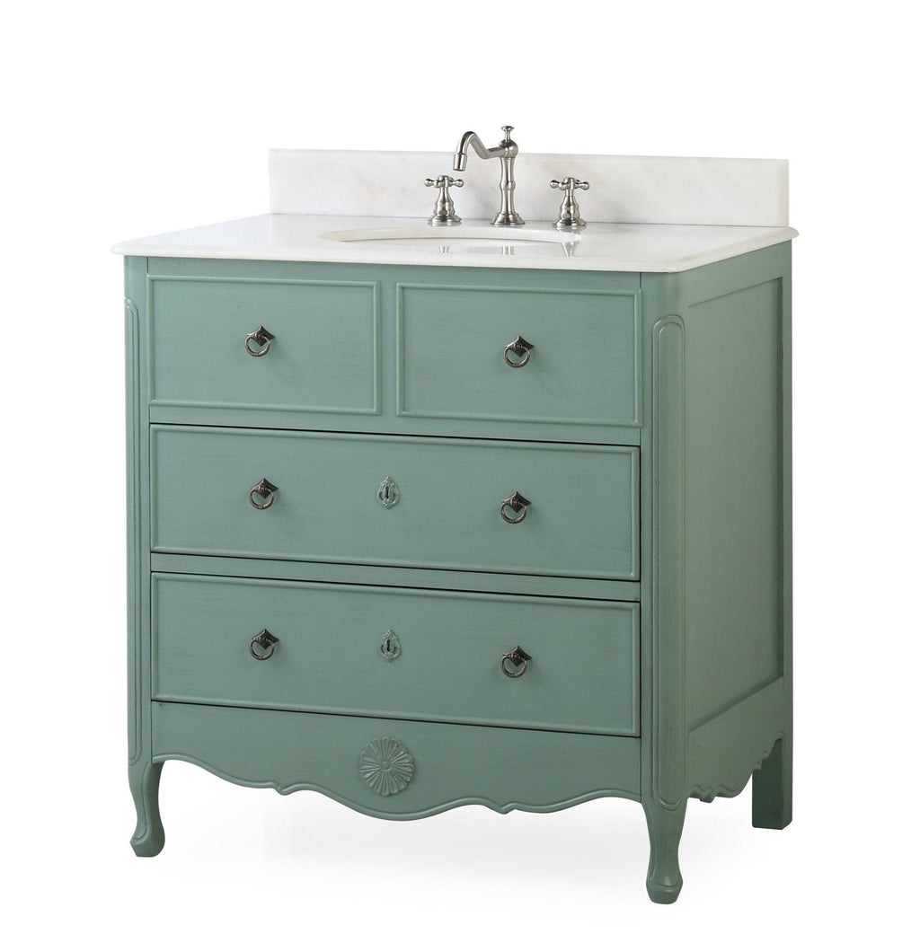 34 Inch Distressed Vintage Blue Daleville Cottage Style Bathroom Sink Vanity