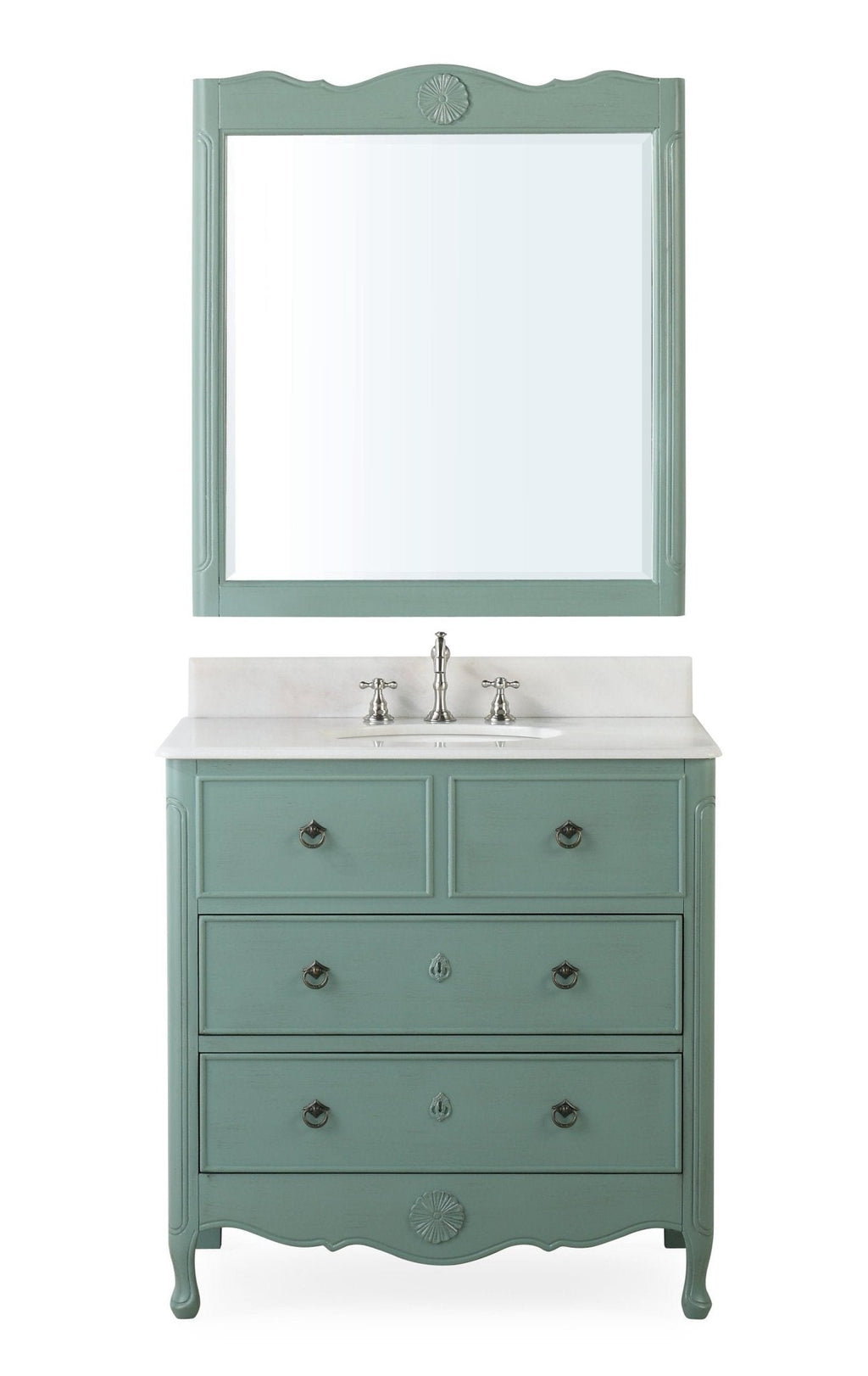 34 Inch Distressed Vintage Blue Daleville Cottage Style Bathroom Sink Vanity