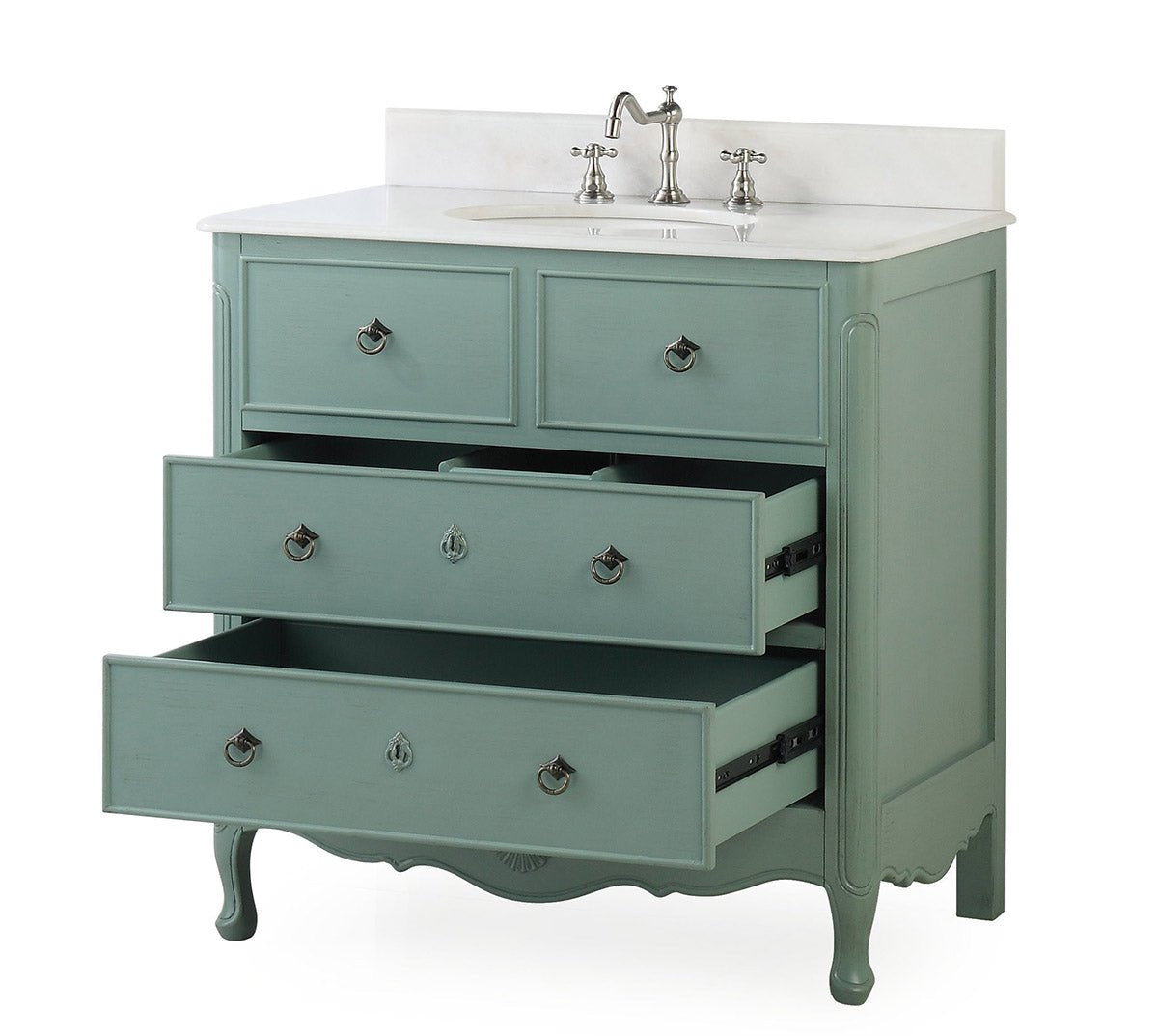34 Inch Distressed Vintage Blue Daleville Cottage Style Bathroom Sink Vanity