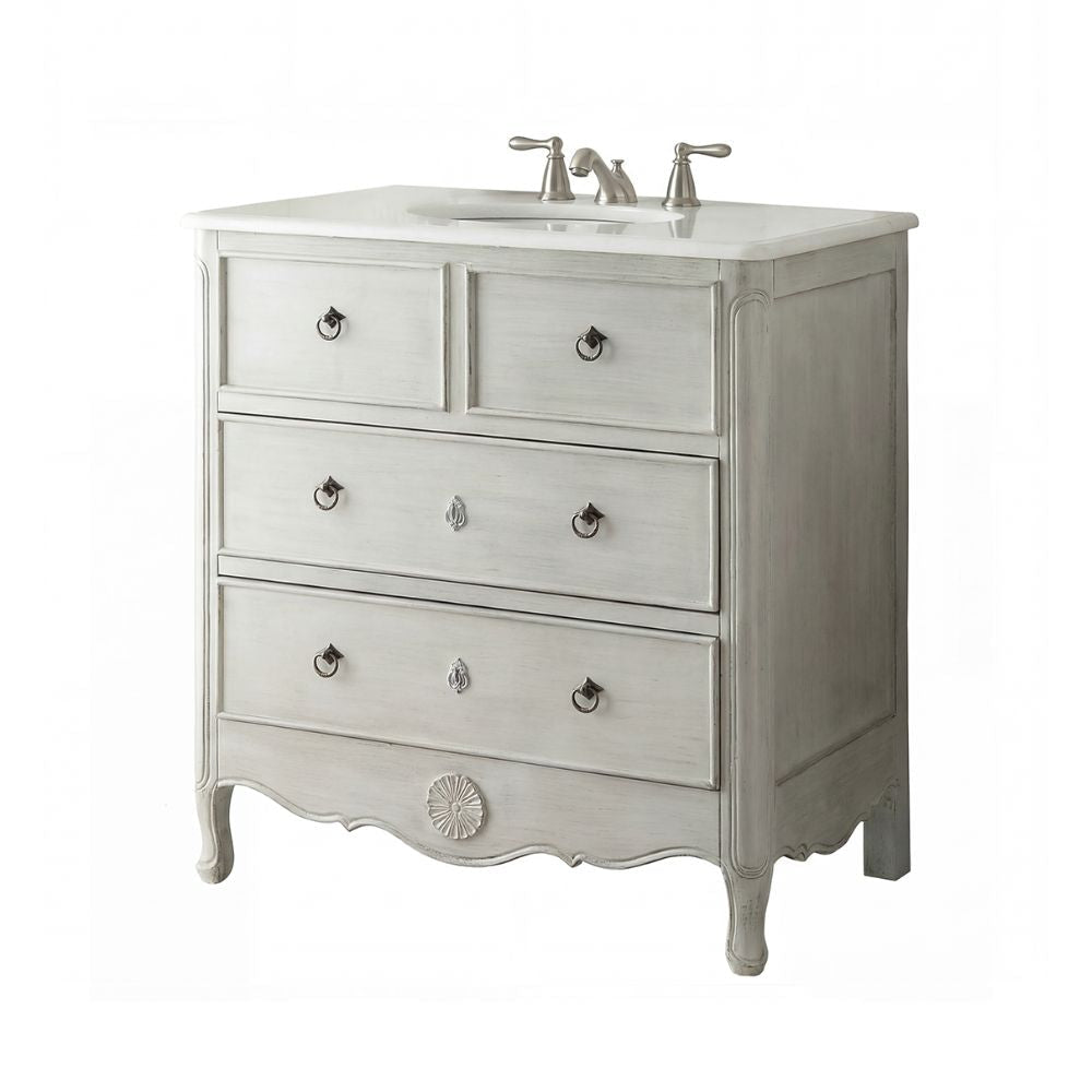 34 Inch Distressed Gray Daleville Cottage Style Bathroom Sink Vanity