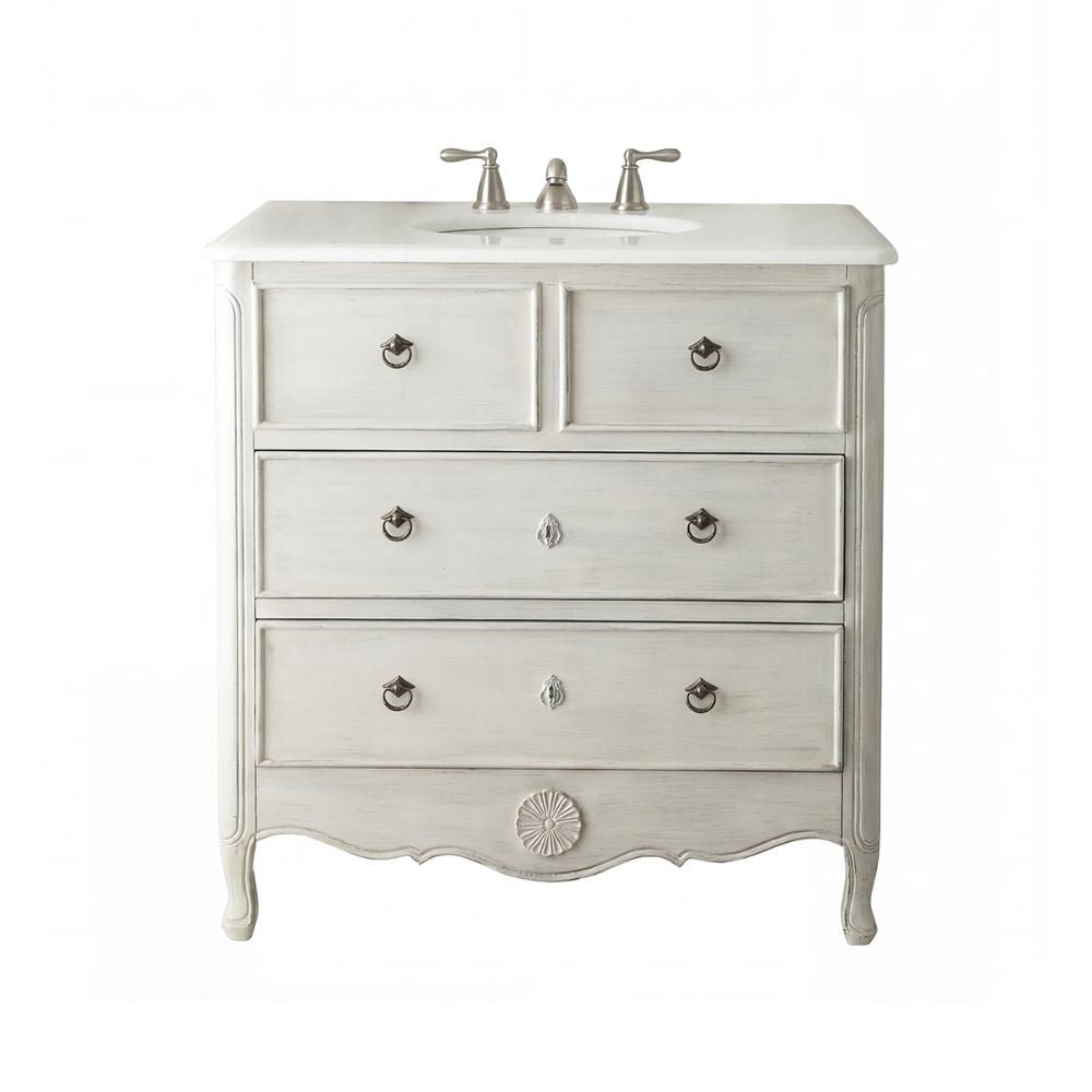 34 Inch Distressed Gray Daleville Cottage Style Bathroom Sink Vanity