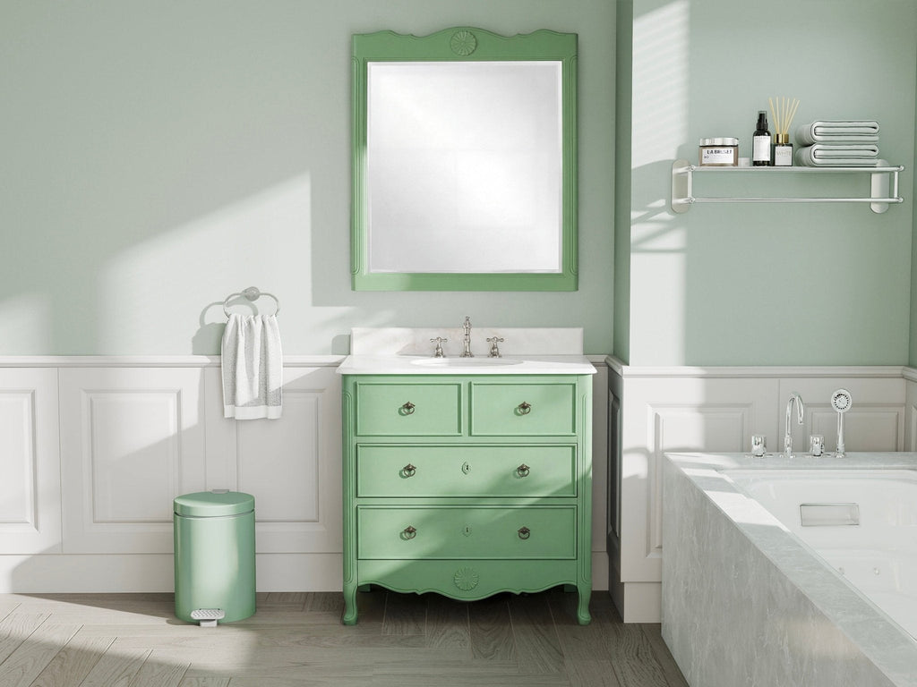 34 Inch Distressed Green Daleville Cottage Style Bathroom Sink Vanity