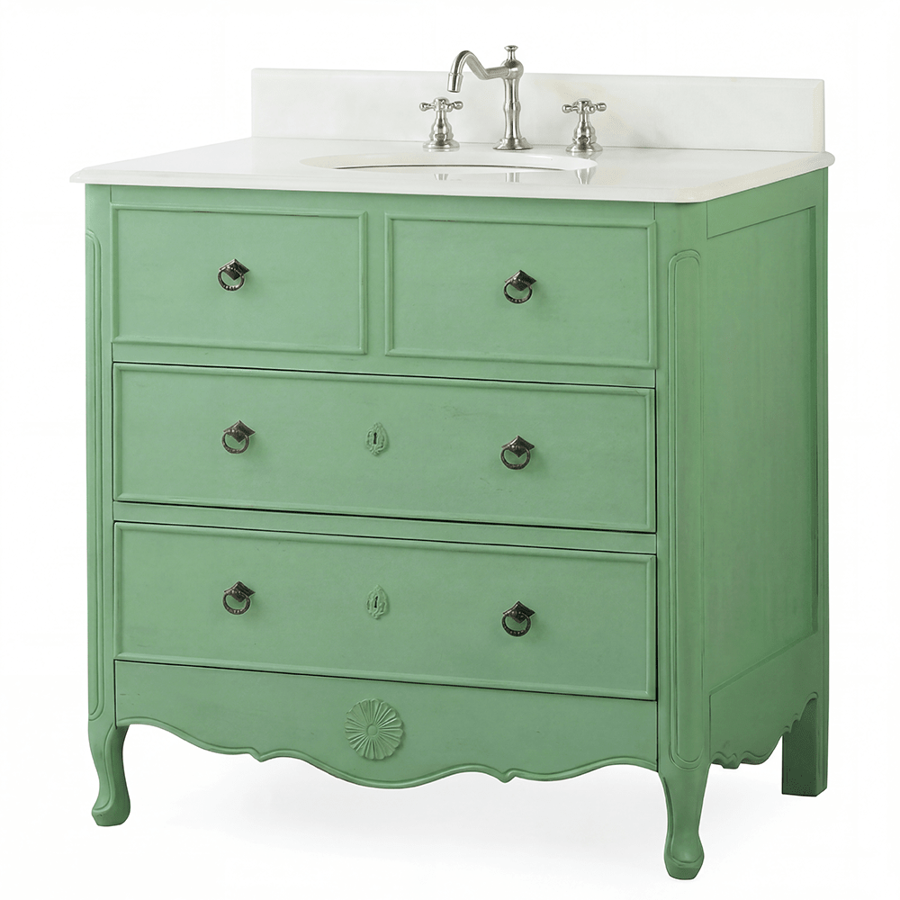 34 Inch Distressed Green Daleville Cottage Style Bathroom Sink Vanity