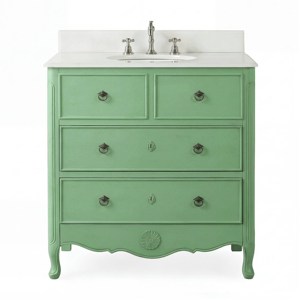 34 Inch Distressed Green Daleville Cottage Style Bathroom Sink Vanity