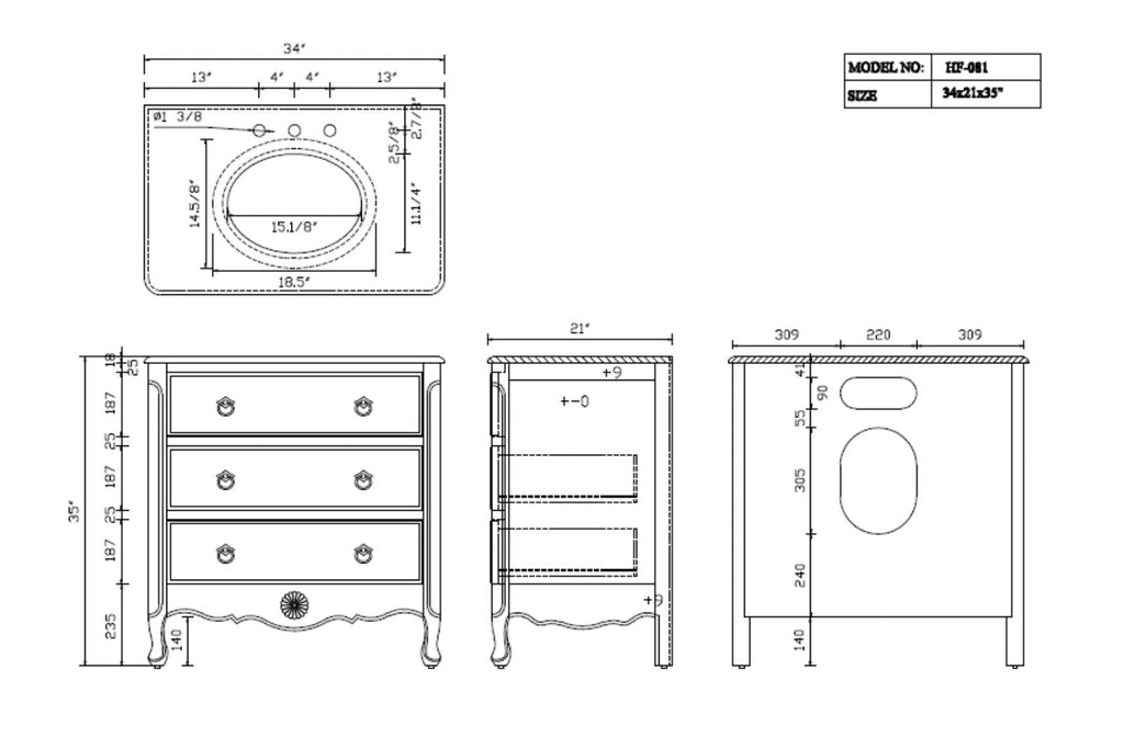 34 Inch Distressed Light Blue Daleville Cottage Style Bathroom Sink Vanity