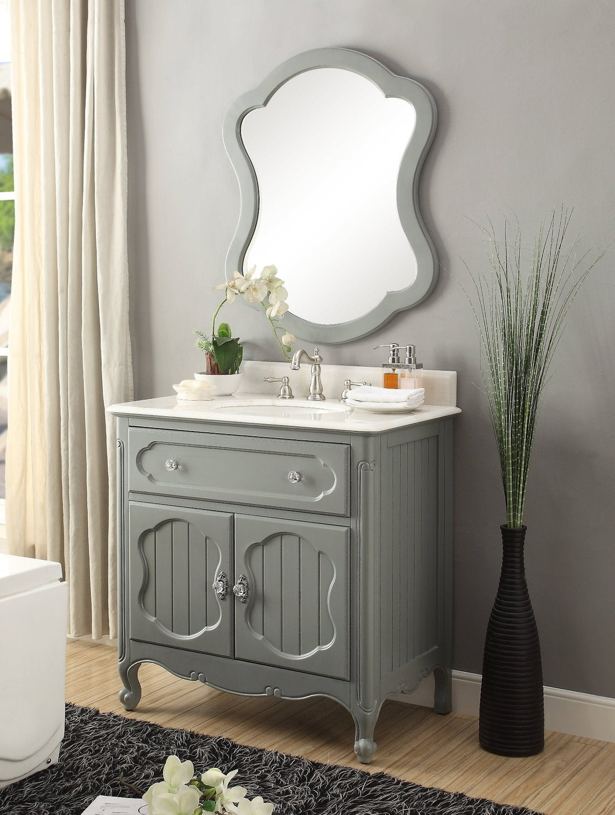 34 Inch Gray Charming Cottage Chic Knoxville Vanity