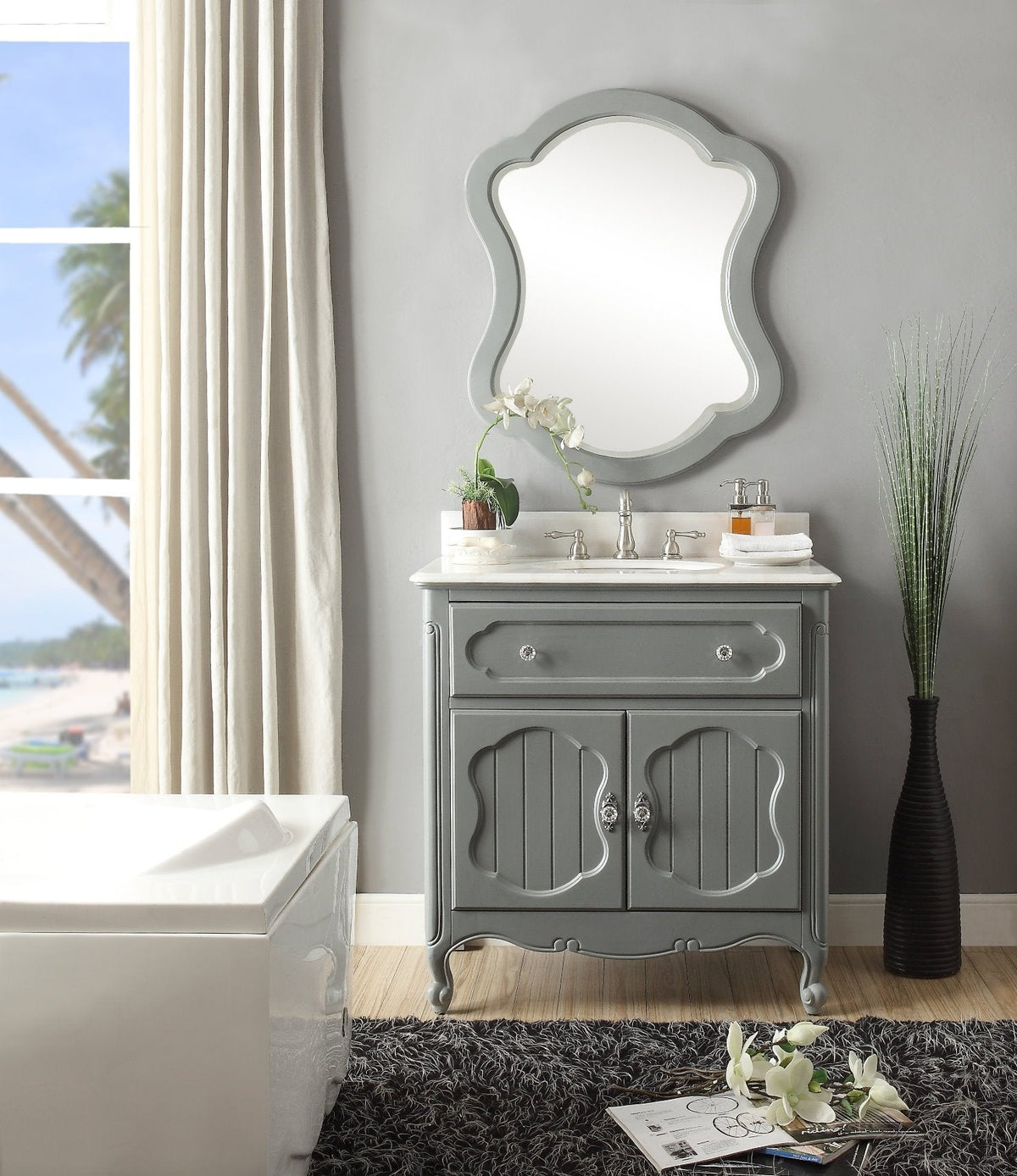 34 Inch Gray Charming Cottage Chic Knoxville Vanity