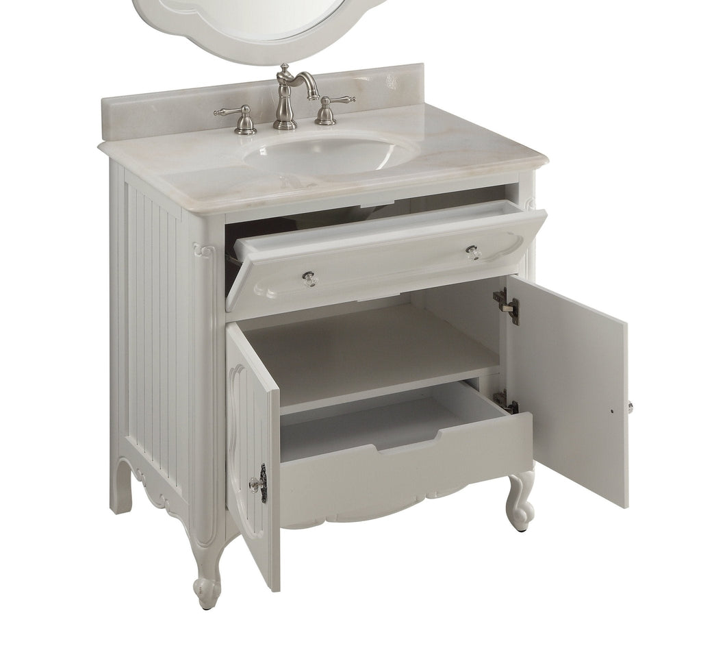 34 Inch White Charming Cottage Chic Knoxville Vanity