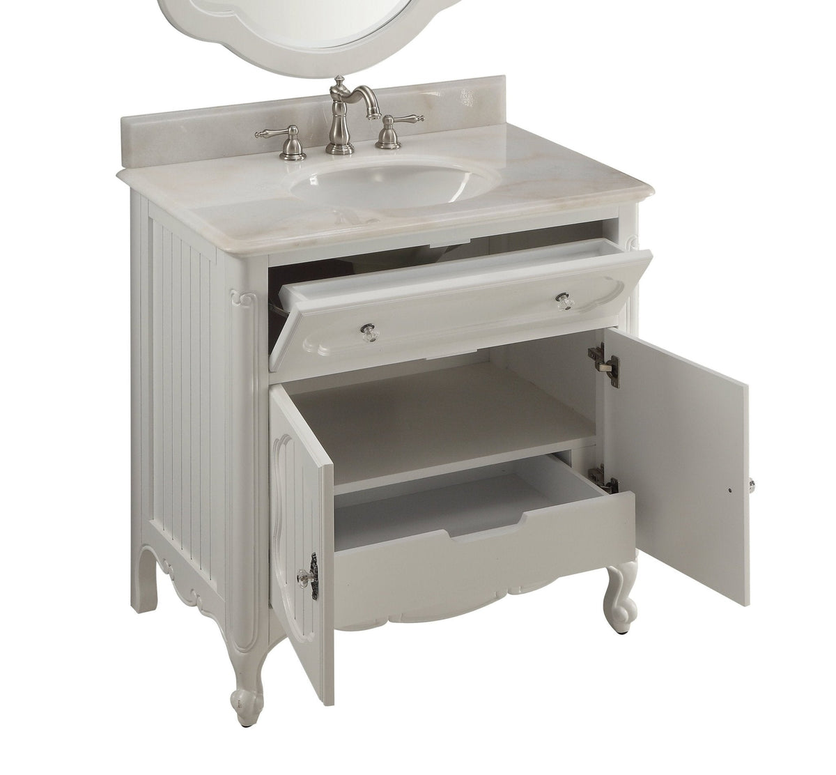 34 Inch White Charming Cottage Chic Knoxville Vanity