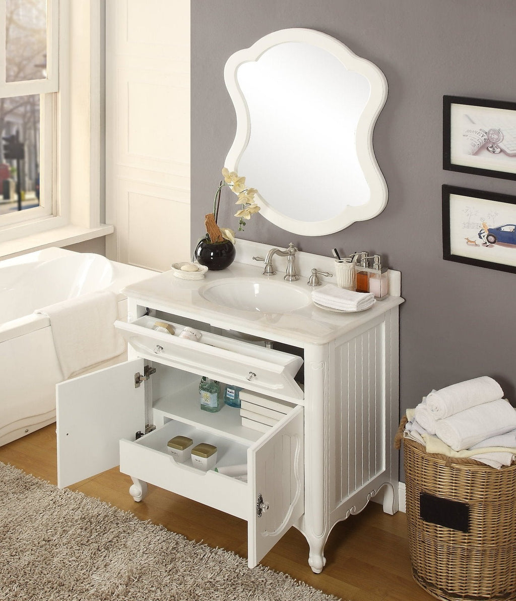 34 Inch White Charming Cottage Chic Knoxville Vanity