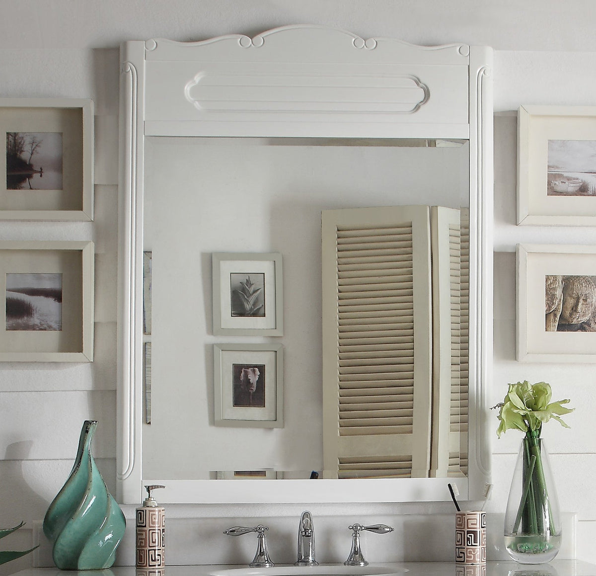 34" Knoxville White Bathroom Vanity Mirror