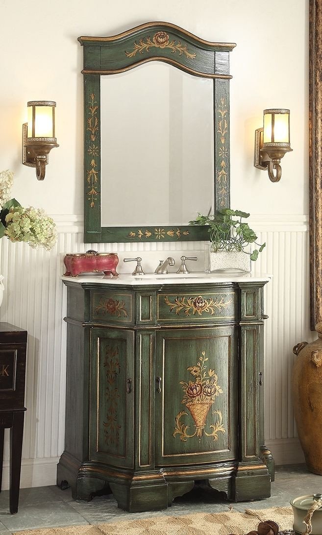 35" Hand painted Crossfield Bathroom Sink Vanity