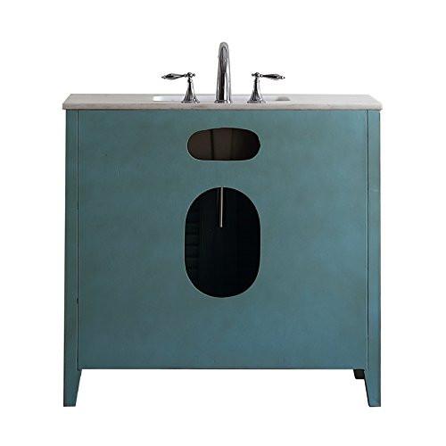 36 Inch Abbeville Farmhouse Style Distressed Blue Bathroom Vanity